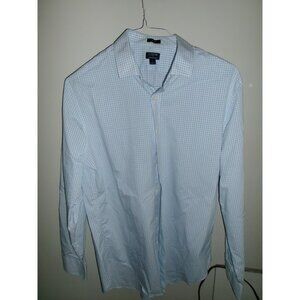 J.Crew Performance Slim Fit Light Blue Check Dress Shirt Mens L
